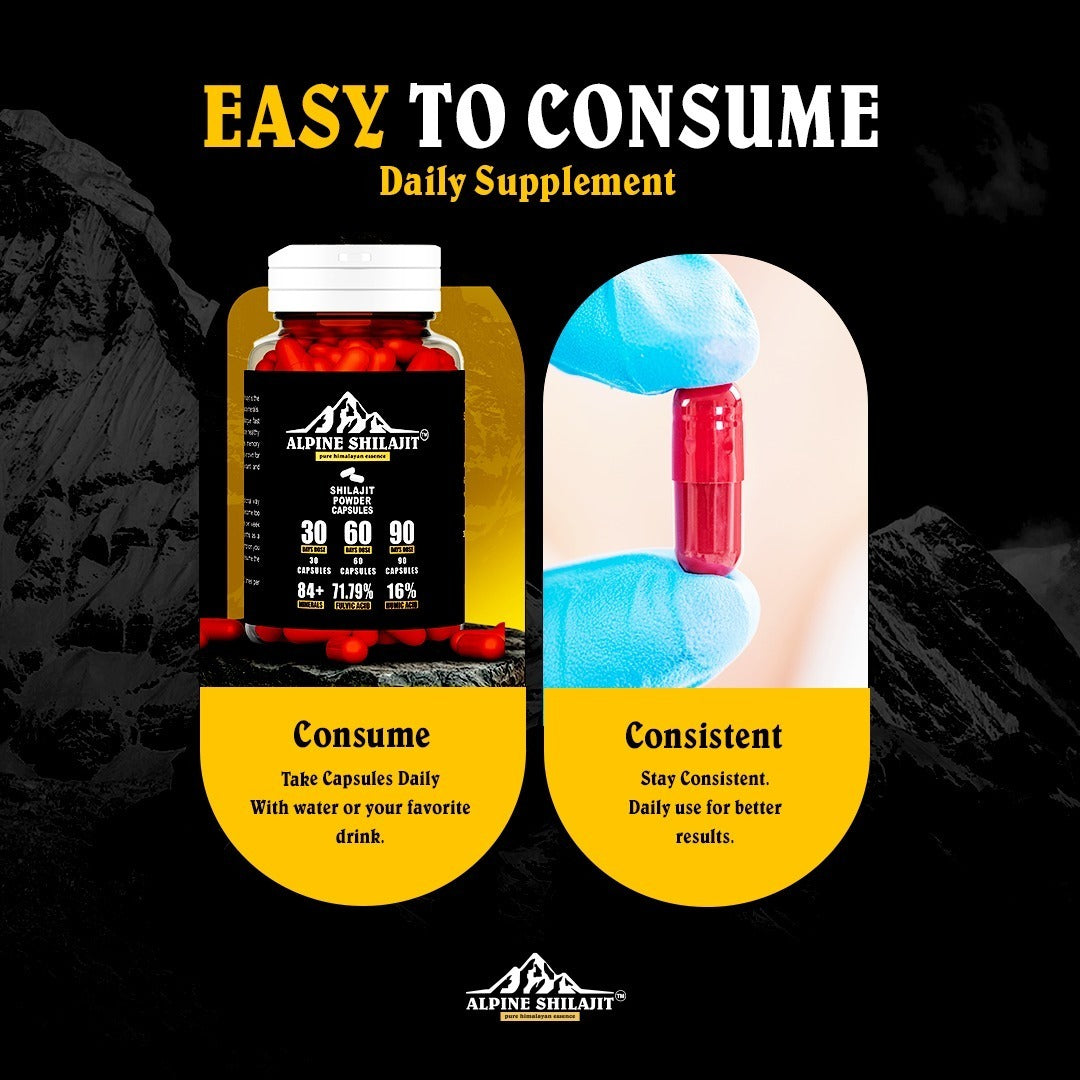 ALPINE GOLD GRADE SUN DRIED SHILAJIT CAPSULE 300MG 60 COUNT