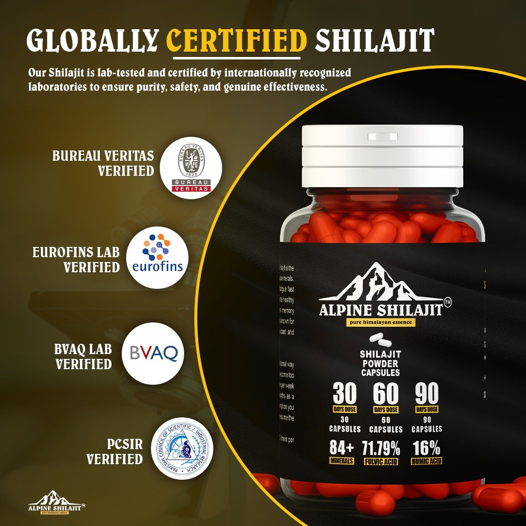 ALPINE GOLD GRADE SUN DRIED SHILAJIT CAPSULE 300MG 60 COUNT