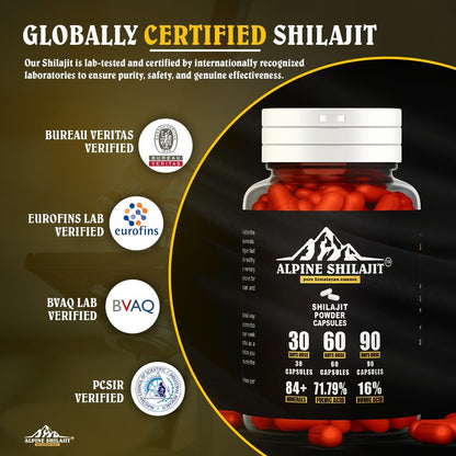 ALPINE GOLD GRADE SUN DRIED SHILAJIT CAPSULE 300MG 60 COUNT
