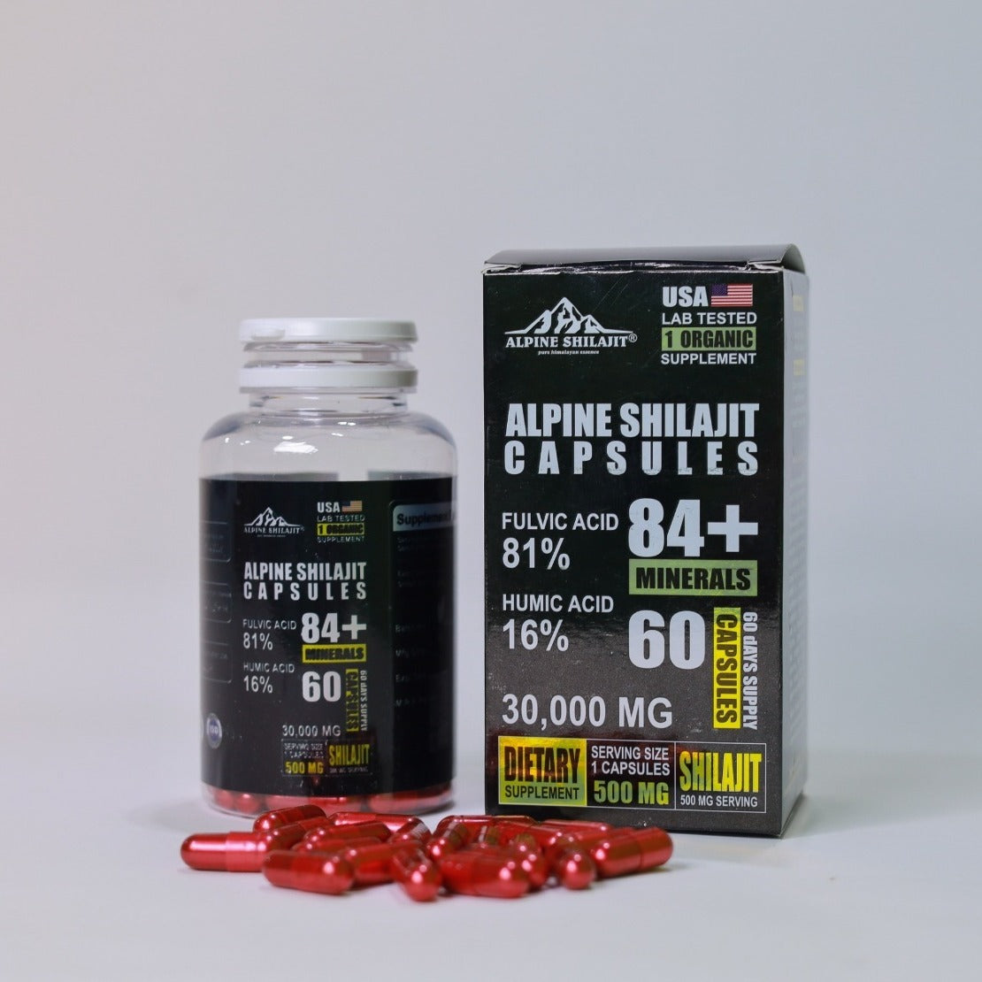 ALPINE GOLD GRADE SUN DRIED SHILAJIT CAPSULE 300MG 60 COUNT