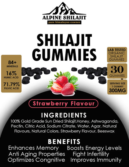 ALPINE GOLD GRADE SUN DRIED SHILAJIT GUMMIES 300MG 60 COUNT