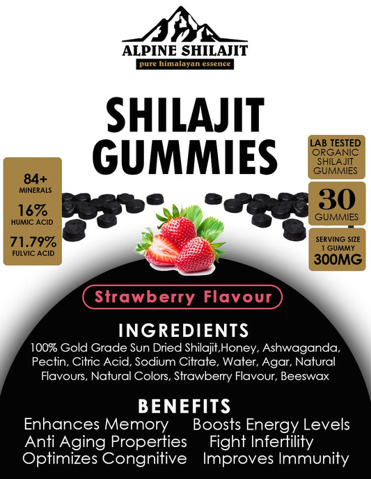 ALPINE GOLD GRADE SUN DRIED SHILAJIT GUMMIES 300MG 60 COUNT